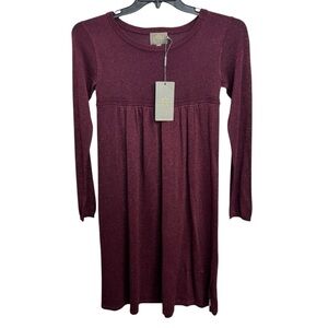 Creamie Girls Chic Burgundy Knit Dress Size 12